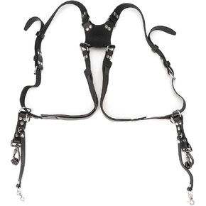 Dual Camera Harness, Camera Harness for Photographers, Camera Strap Shoulder Double Photographers Cameras Gear Quick Release Photography Accessories Adjustable Length for Safety Tether
