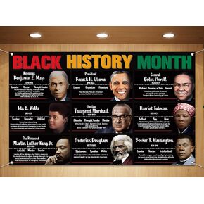 Sunwer Black History Month Photo Booth Backdrop African American National Holiday Decoration Famous People School Classroom Bulletin Board Hanging Banner (7×5ft)