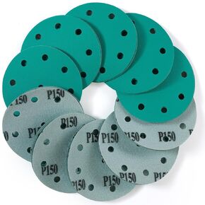 S SATC 50 Pack Sanding Discs 60 Grit Sandpaper 5-Inch 9-Hole Hook and Loop Adhesive for Orbital Sander Pads Aluminum Oxide Sanding Disc for Woodworking