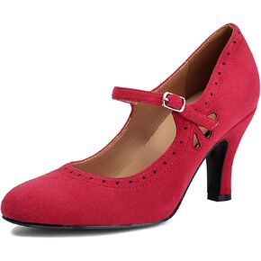 Women's Mary Jane Teardrop Cute Close Round Toe Vintage 1950s Gatsby Heels Retro 1920s Victorian Pumps 1930s Shoes