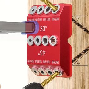 4 Sizes 30 45 90 Degree Angle Drill Guide Jig for Angled Hole and Straight Hole,Drill Block，Dowel Drill Guide，Stair Wire Handrail, Deck Cable Railing Lag Screw Drilling Template Block