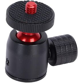 Mini Tripod Ball Head, with 1/4 Inch Screw and Hot Shoe Mount Adapter, Aluminum Alloy Monopod Ball Head, Angle Adjustment, for DSLR Camera Ring Light (red Ball)