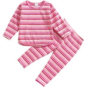 سترة صبي طفل سترة مجموعة سراويل مخططة ملابس متماسكة قمم طويلة الأكمام ولباس طماق in Kuwait