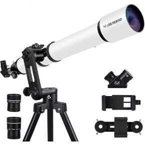Telescopes for Adults Astronomy, 90mm Aperture 1000mm Refractor Telescopes for Adults Beginners Kids with High Precision Adjustment, Phone Adapter Holder, Ultra-Stable Vertisteel AZ Mount Base Tripod