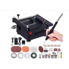 Mini Multi-functional Table Saw, Mini Table Saw for Crafts, Multi-functional Portable Adjustable Cutting Sanding Engraving Drilling All-in-One Machine, Mini Table Saw for Wood Cutting, C-Regular