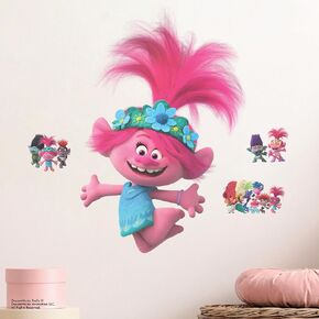 Wall Palz DreamWorks Trolls Poppy Wall Decal - 22" Princess Poppy Stickers for Bedroom with 3D Augmented Realty Interaction - Peel and Stick Wall Decals