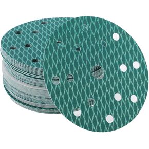 50 Pcs Sanding Discs, 6 Inch 15 Hole 400 Grit Hook and Loop Sandpaper Universal for Metal, Automotive Repair Durability and Flexibility Aluminum Oxide Paper Blue