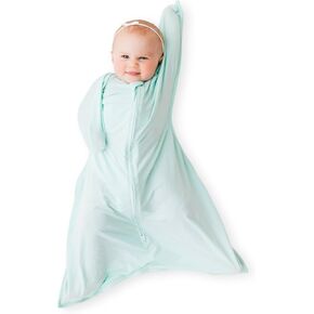 Transition Swaddle - Baby Wearable Blanket - Cozy Sleep Sack, Wrap with 2-Way Zipper - 95% Bamboo Viscose, 5% Spandex (Teal 2-Pack, Medium 6-12 Month)