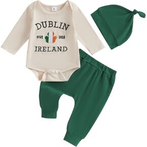 My First St Patricks Day Baby Boy Girl Outfit Embroidery Letters Romper Pant Newborn Infant St Patricks Day Clothes