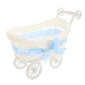 Party Woven Baskets Woven Flower Rattan Candy Basket Baby Stroller Basket Baby Shower Carriage Stroller Centerpiece Stroller Carriage Centerpiece Stuff Pp Nursery Child Miniature
