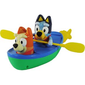 TOMY Toomies Bluey Pull and Go Canoe - Pull String Helps Bluey Paddle Through Water - Includes Bingo Bath Toy Pourer - Bluey Toys and Water Toys – Ages 18 Months and Up