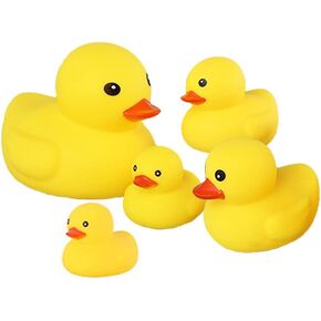 Bath Duck Toys 5 Pcs Rubber Duck Family Squeak Ducks Baby Shower Toy for Toddlers Boys Girls (Yellow Duck Family)