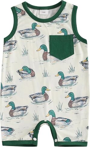 Bagilaanoe Summer Outfit Infant Baby Boy Sleeveless Romper Jumpsuit Shorts Mallard Duck One Piece Clothes in Saudi Arabia