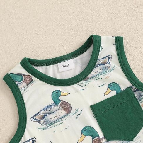 Bagilaanoe Summer Outfit Infant Baby Boy Sleeveless Romper Jumpsuit Shorts Mallard Duck One Piece Clothes in Saudi Arabia