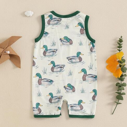 Bagilaanoe Summer Outfit Infant Baby Boy Sleeveless Romper Jumpsuit Shorts Mallard Duck One Piece Clothes in Saudi Arabia