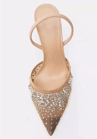 MRKEWUNEY Fashion Mesh Slingback Pumps Shoes for Women Ankle Strap Pointed Toe Pumps in Kuwait
