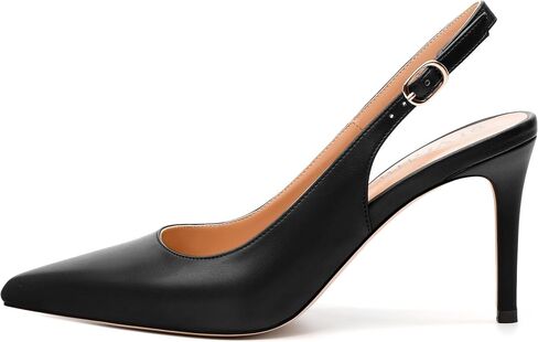 Womens Fashion Pumps with Slingback Buckle, Pointed Toe High Heels, Solid Matte Shoes for Women 3.3 inch in Saudi Arabia