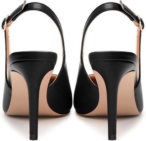 Womens Fashion Pumps with Slingback Buckle, Pointed Toe High Heels, Solid Matte Shoes for Women 3.3 inch in Saudi Arabia