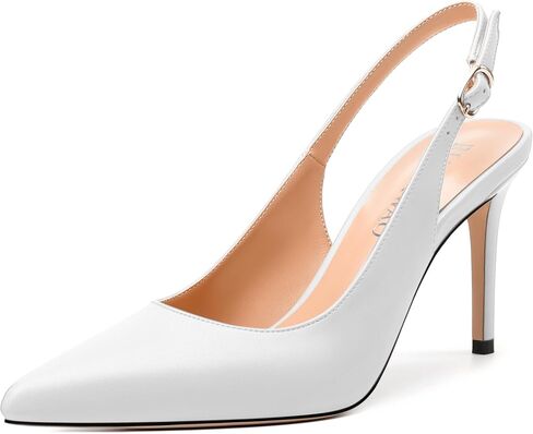 Womens Fashion Pumps with Slingback Buckle, Pointed Toe High Heels, Solid Matte Shoes for Women 3.3 inch in Saudi Arabia