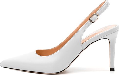 Womens Fashion Pumps with Slingback Buckle, Pointed Toe High Heels, Solid Matte Shoes for Women 3.3 inch in Saudi Arabia