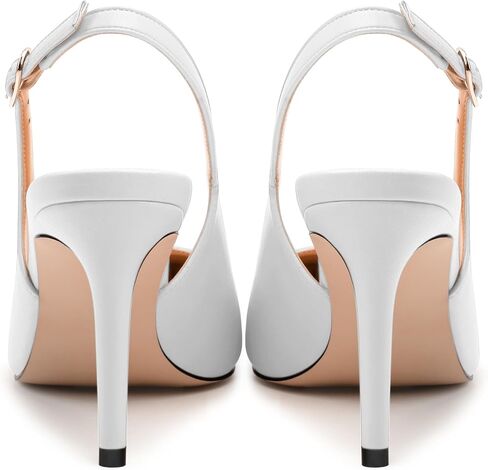 Womens Fashion Pumps with Slingback Buckle, Pointed Toe High Heels, Solid Matte Shoes for Women 3.3 inch in Saudi Arabia