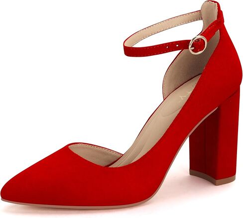 PARTY Women's Closed Toe Pumps 3-Inch Chunky Heels Ankle Strap | Wedding Party Prom Dress Shoes in Saudi Arabia