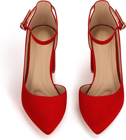 PARTY Women's Closed Toe Pumps 3-Inch Chunky Heels Ankle Strap | Wedding Party Prom Dress Shoes in Saudi Arabia