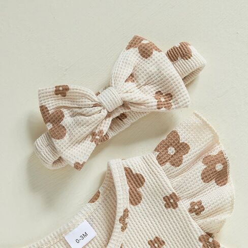 MERSARIPHY Newborn Baby Girl Summer Clothes Zip Up Ruffle Waffle Knit One Piece Romper Jumpsuit Coming Home Hospital Outfit in Kuwait