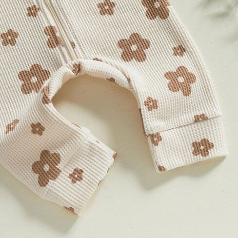 MERSARIPHY Newborn Baby Girl Summer Clothes Zip Up Ruffle Waffle Knit One Piece Romper Jumpsuit Coming Home Hospital Outfit in Kuwait