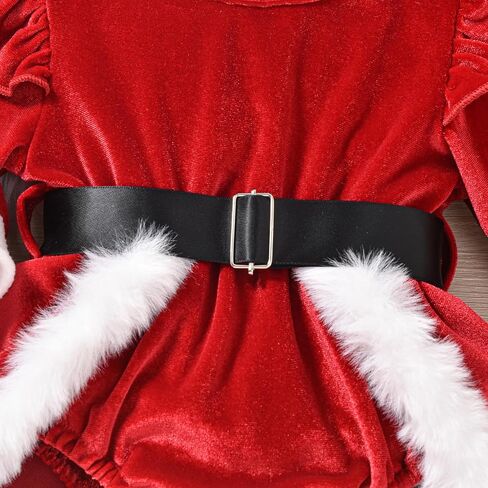 Infant Baby Girl Christmas Outfit Santa Romper Dress Long Sleeve Fur Trim Velvet Xmas Princess Dresses in Kuwait