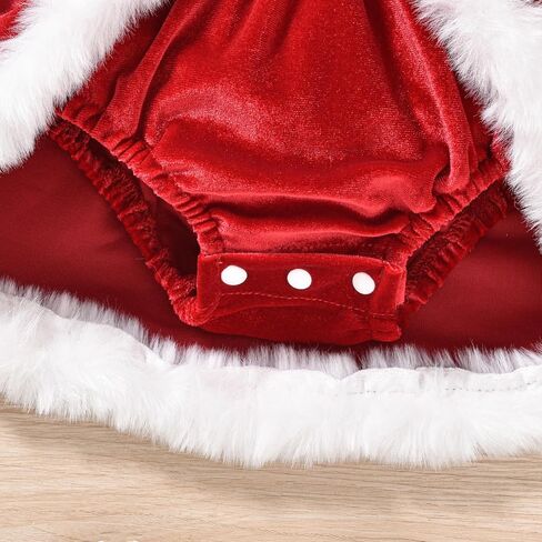 Infant Baby Girl Christmas Outfit Santa Romper Dress Long Sleeve Fur Trim Velvet Xmas Princess Dresses in Kuwait