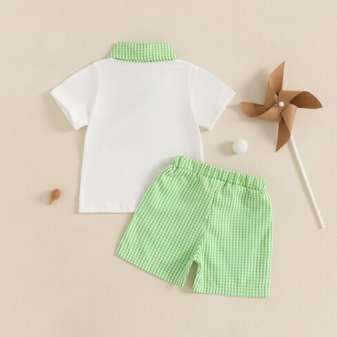 Amiblvowa Toddler Baby Boy Golf Outfit Golf Cart Hole Shirt Shorts Set Summer Vocation Clothes 0 2 6 9 12 18 Months 2T 3T 4T in Kuwait