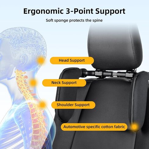 Car Headrest Pillow, 360°Adjustable Travel Sleeping Car Headrest, U-Shaped Car Seat Head Neck Support, Road Pal Headrest for Long Trip, Suitable for Kids and Adults, Black, TaiFang-CLTZ-1 in Saudi Arabia