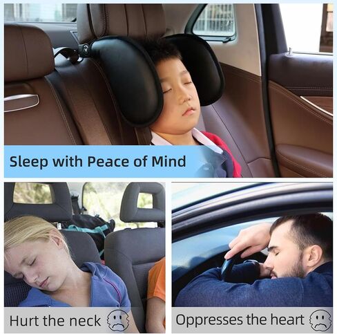 Car Headrest Pillow, 360°Adjustable Travel Sleeping Car Headrest, U-Shaped Car Seat Head Neck Support, Road Pal Headrest for Long Trip, Suitable for Kids and Adults, Black, TaiFang-CLTZ-1 in Saudi Arabia