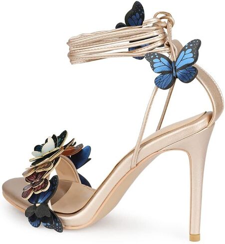 Arqa Strappy Sandals for Women Butterfly Ankle Wrap Stiletto High Heels Open Toe Suede Lace-up Heeled Sandal Wedding Bride Dressy Pumps in Kuwait