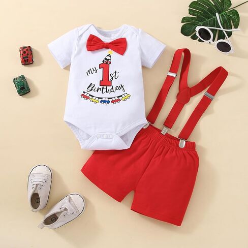 Baby Boy Funny 1st Birthday Halloween Outfit Bow Tie Bodysuit Adjustable Y Suspenders Pants Clothes set in Saudi Arabia
