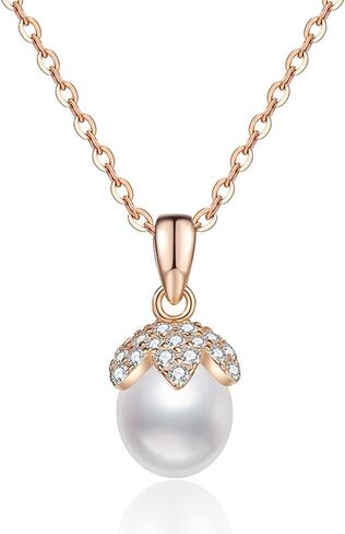 Women Gifts Real Freshwater Pearl Pendant Moissanite Necklace 925 Sterling Silver Fine Jewelry for Wife Mom Girlfriend, Anniversary Valentine's Day Mothers Day in Kuwait
