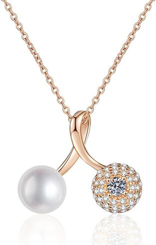 Women Gifts Real Freshwater Pearl Pendant Moissanite Necklace 925 Sterling Silver Fine Jewelry for Wife Mom Girlfriend, Anniversary Valentine's Day Mothers Day in Kuwait