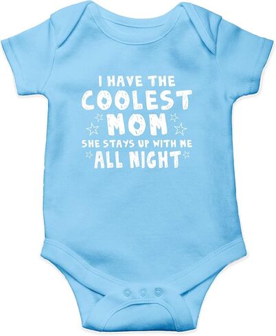AW Fashions I Have The Coolest Mom, She Stays Up With Me All Night Baby Bodysuit Funny Cute Romper Outfit in Saudi Arabia