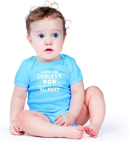AW Fashions I Have The Coolest Mom, She Stays Up With Me All Night Baby Bodysuit Funny Cute Romper Outfit in Saudi Arabia
