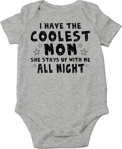 AW Fashions I Have The Coolest Mom, She Stays Up With Me All Night Baby Bodysuit Funny Cute Romper Outfit in Saudi Arabia