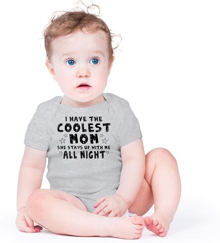 AW Fashions I Have The Coolest Mom, She Stays Up With Me All Night Baby Bodysuit Funny Cute Romper Outfit in Saudi Arabia