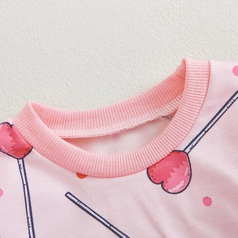 Toddler Girl Valentine's Day Outfits Heart Candy Print Long Sleeve Sweatshirt Pants Set Infant Spring Fall Clothes in Kuwait