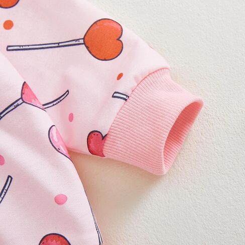 Toddler Girl Valentine's Day Outfits Heart Candy Print Long Sleeve Sweatshirt Pants Set Infant Spring Fall Clothes in Kuwait