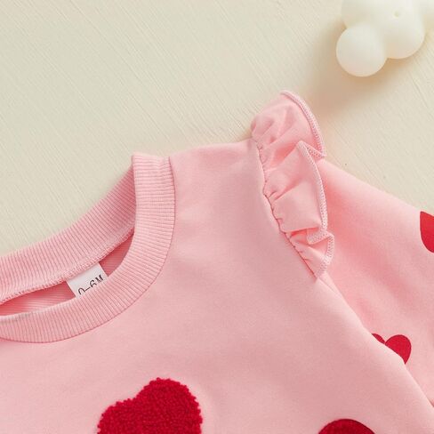 Toddler Girl Valentine's Day Outfits Heart Candy Print Long Sleeve Sweatshirt Pants Set Infant Spring Fall Clothes in Kuwait