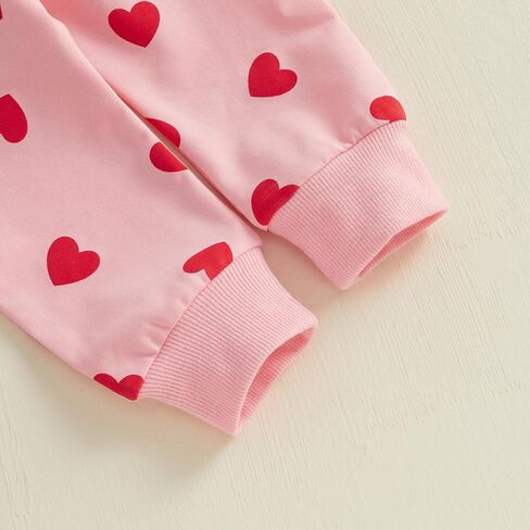 Toddler Girl Valentine's Day Outfits Heart Candy Print Long Sleeve Sweatshirt Pants Set Infant Spring Fall Clothes in Kuwait