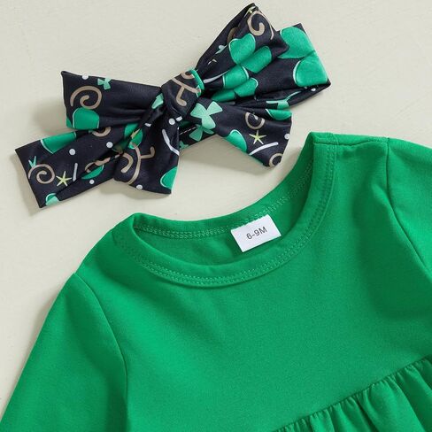 غوشيير طفل طفل طفلة سانت باتريكز يوم الزي البرسيم الكشكش الطويل الأكمام تونك فستان أعلى السراويل in Kuwait