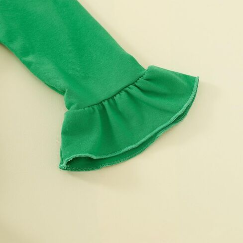 غوشيير طفل طفل طفلة سانت باتريكز يوم الزي البرسيم الكشكش الطويل الأكمام تونك فستان أعلى السراويل in Kuwait