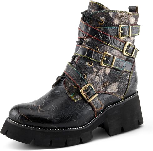 Spring Step L'Artiste Arce Women's Floral Bootie - Artistic Handpainted Upper, Rugged Lug Sole, Adjustable Fit in Saudi Arabia