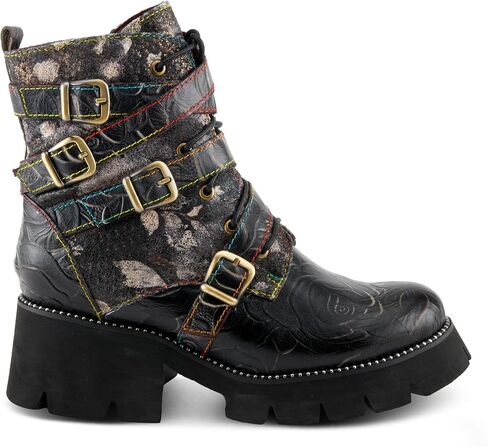 Spring Step L'Artiste Arce Women's Floral Bootie - Artistic Handpainted Upper, Rugged Lug Sole, Adjustable Fit in Saudi Arabia